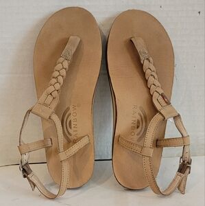 NEW‎ - RAINBOW TAN LEATHER SINGLE LAYER ARCH T- STREET SANDALS (sz 5.5 - 6.5)